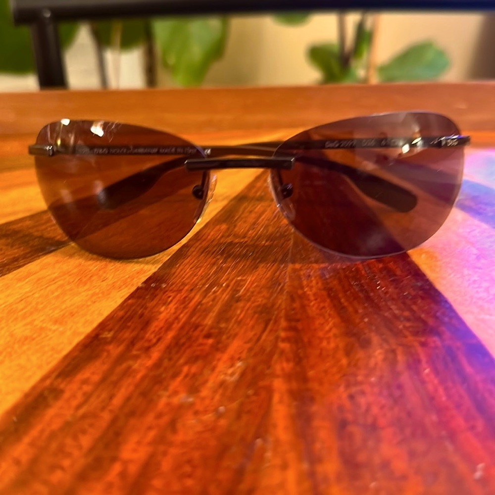 Dolce & Gabbana D&G 2099 D36 Sunglasses  rimless gunmetal brown scratched lenses